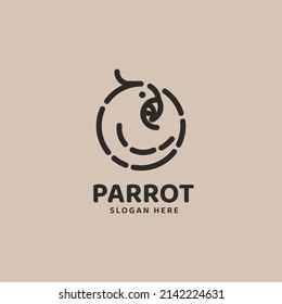 Logo Vector Ilustración Estilo de arte de la línea de loros.