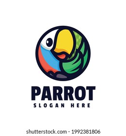 Vector Logo Illustration Parrot Mascot Cartoon Style.