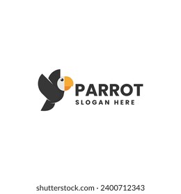 Vector Logo Illustration Parrot Silhouette Style