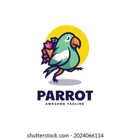 Logotipo vectorial Ilustración Loro Estilo de mascota simple.