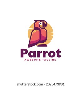 Logotipo vectorial Ilustración Loro Estilo de mascota simple.
