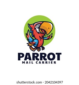 Vector Logo Illustration Parrot Simple Mascot Style.