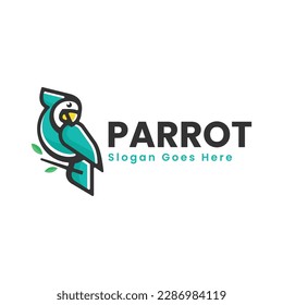 Vector Logo Illustration Parrot Simple Mascot Style