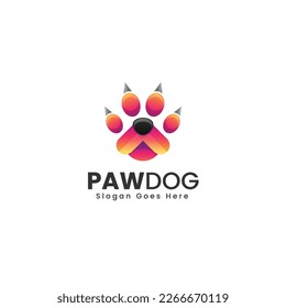 Vector Logo Illustration Paw Dog Gradient Colorful Style