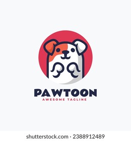 Vector Logo Illustration Paw Mascot Cartoon Style.