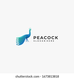 Ilustración con logotipo de vectores Estilo de color degradado de pavo real.