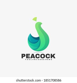 Vector Logo Illustration Peacock Gradient Colorful Style.