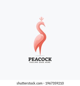 Vector Logo Illustration Peacock Gradient Colorful Style.