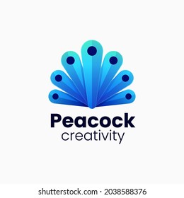 Vector Logo Illustration Peacock Gradient Colorful Style.