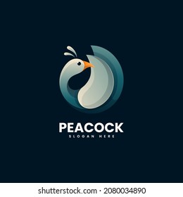 Vector Logo Illustration Peacock Gradient Colorful Style.