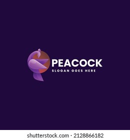 Vector Logo Illustration Peacock Gradient Colorful Style.