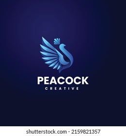 Logo Vector Ilustración Estilo de color gradiente Peacock.
