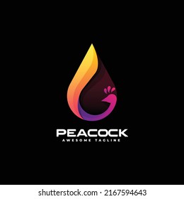 Vector Logo Illustration Peacock Gradient Colorful Style.