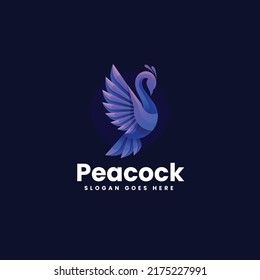 Vector Logo Illustration Peacock Gradient Colorful Style.