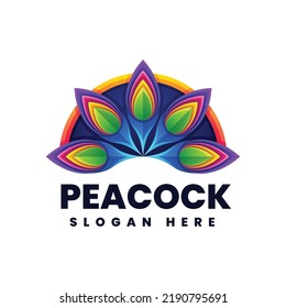 Vector logo illustration Peacock gradient colorful style