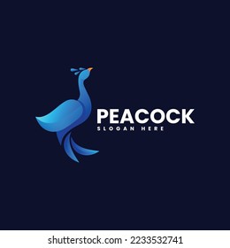 Vector Logo Illustration Peacock Gradient Colorful Style.