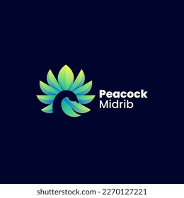 Vector Logo Illustration Peacock Gradient Colorful Style.
