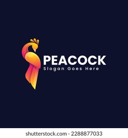 Logo Vector Ilustración Estilo de color gradiente Peacock.