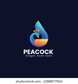 Vector Logo Illustration Peacock Gradient Colorful Style