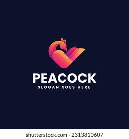 Vector Logo Illustration Peacock Gradient Colorful Style