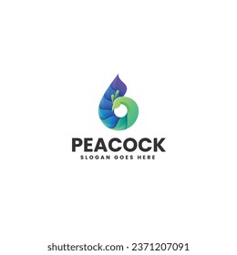 Vector Logo Illustration Peacock Gradient Colorful Style