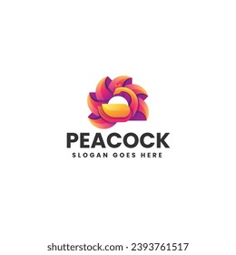 Vector Logo Illustration Peacock Gradient Colorful Style