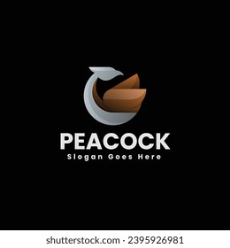 Vector Logo Illustration Peacock Gradient Colorful Style