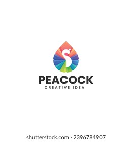 Vector Logo Illustration Peacock Gradient Colorful Style
