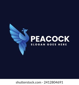Ilustración del logotipo del vector Estilo de color gradiente del pavo real