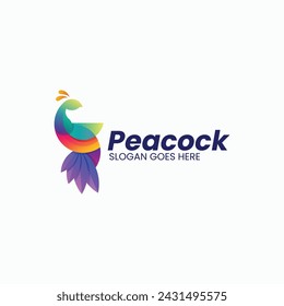 Vector Logo Illustration Peacock Gradient Colorful Style