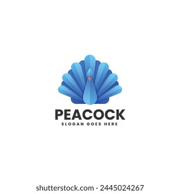 Vector Logo Illustration Peacock Gradient Colorful Style