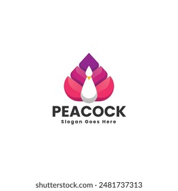 Vector Logo Illustration Peacock Gradient Colorful Style