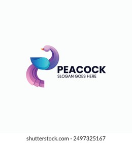 Vector Logo Illustration Peacock Gradient Colorful Style