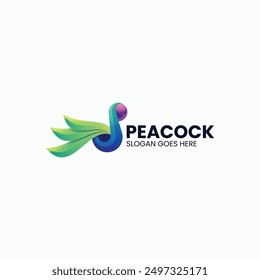 Vector Logo Illustration Peacock Gradient Colorful Style