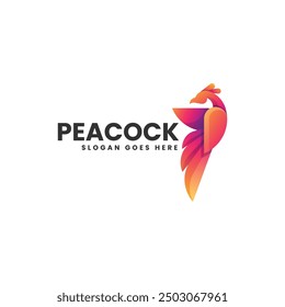 Vector Logo Illustration Peacock Gradient Colorful Style