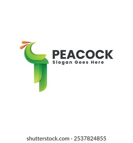Estilo colorido del gradiente del pavo real de la ilustración del logotipo del Vector
