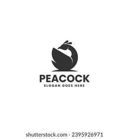Vector Logo Illustration Peacock Silhouette Style