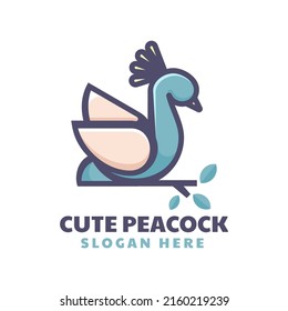 Vektorlogo Illustration Peacock Simple Mascot Style.