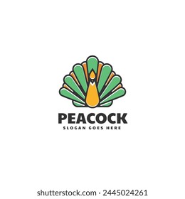 Vector Logo Illustration Peacock Simple Mascot Style