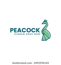 Vector Logo Ilustración Peacock Simple Estilo Mascota