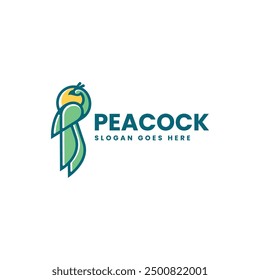 Vector Logo Illustration Peacock Simple Mascot Style