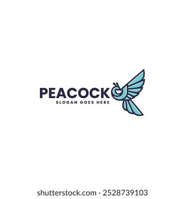 Vector Logo Illustration Peacock Simple Mascot Style