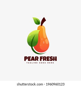 Vector Logo Illustration Pear Fresh Gradient Colorful Style.