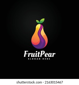 Logo Vector Ilustración Estilo Colorido Gradiente De Fruto Pear.