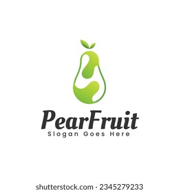 Vector Logo Illustration Pear Fruit Gradient Colorful Style