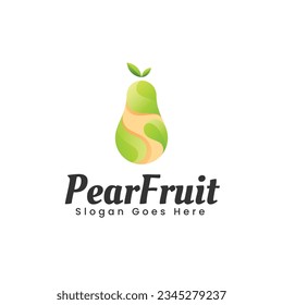Vector Logo Illustration Pear Fruit Gradient Colorful Style