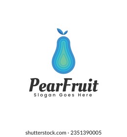 Vector Logo Illustration Pear Fruit Gradient Colorful Style