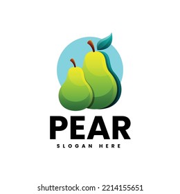 Vector Logo Illustration Pear Gradient Colorful Logo.