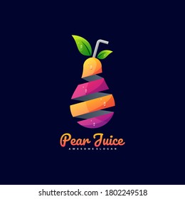 Logo Vector Ilustración Estilo Colorido Gradiente De Jugo Pear.