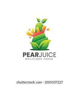 Logo Vector Ilustración Estilo Colorido Gradiente De Jugo Pear.